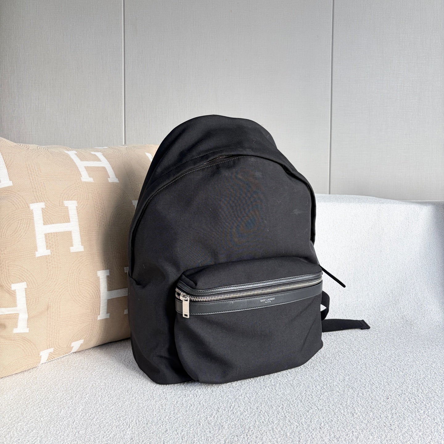 Saint Laurent - City Backpack - Canvas with leather trim - Black - (Large)