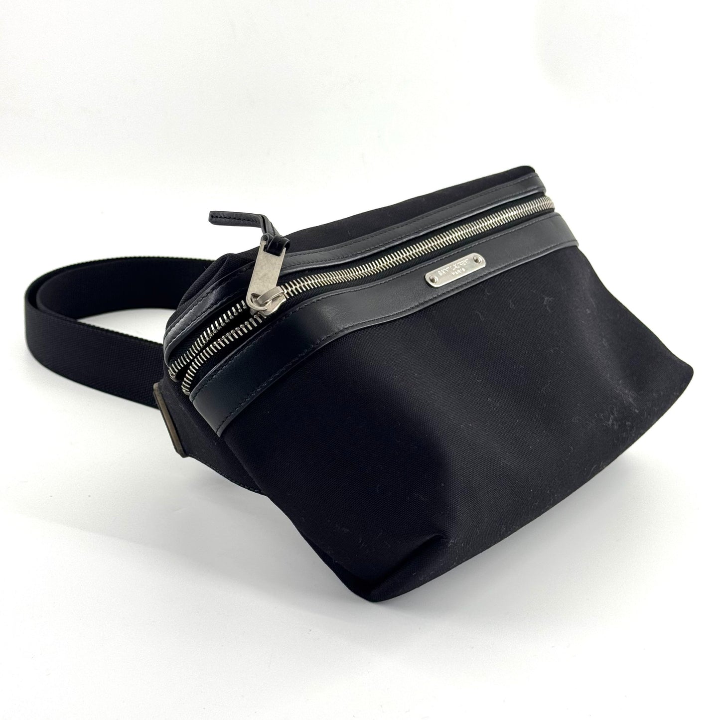 Saint Laurent - City Belt Bag - Canvas with leather trim - Black - (Small)