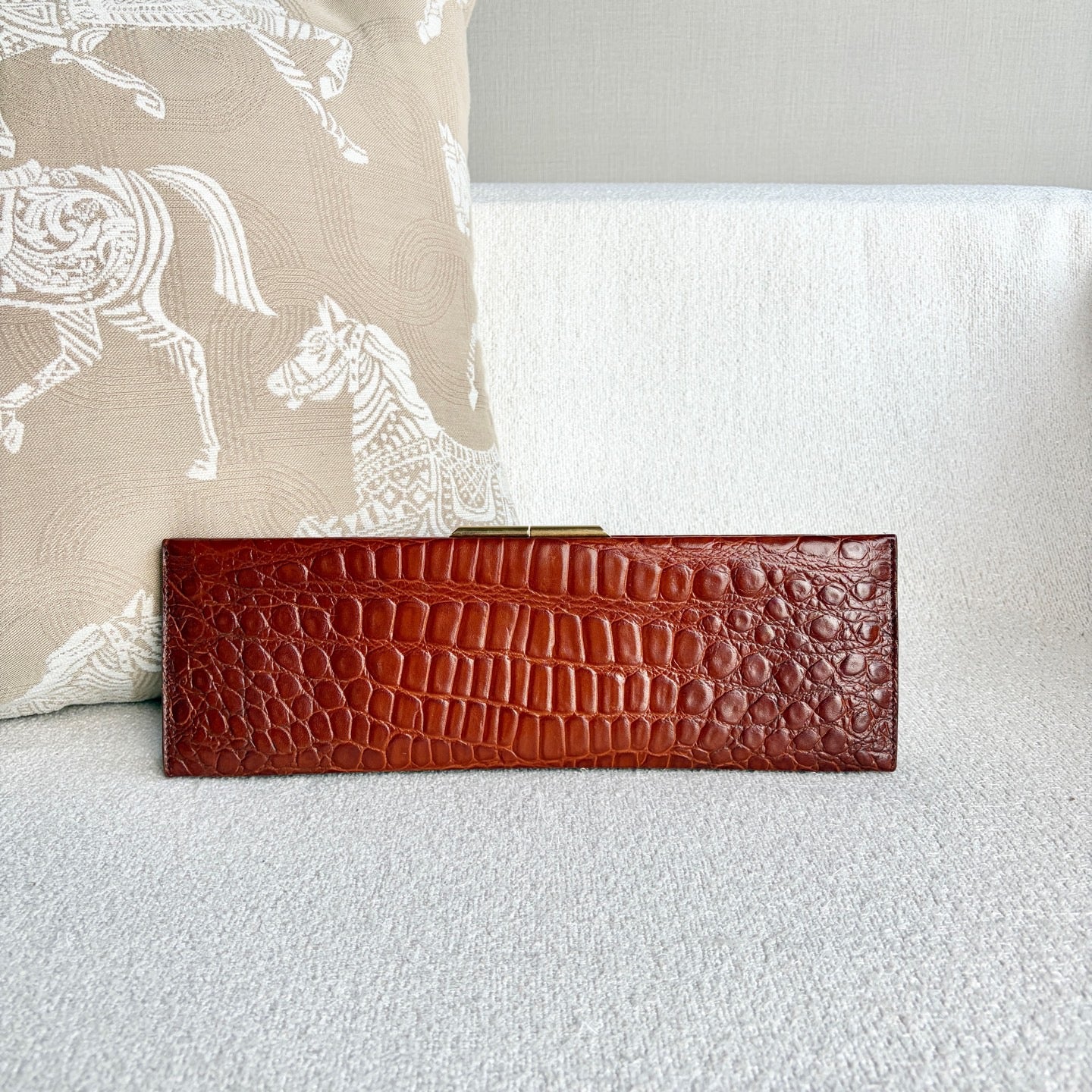 Saint Laurent - Clutch Bag - Crocodile-embossed leather - Brown - (large)
