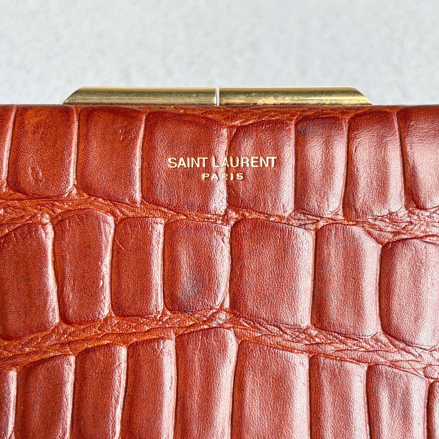 Saint Laurent - Clutch Bag - Crocodile-embossed leather - Brown - (large)