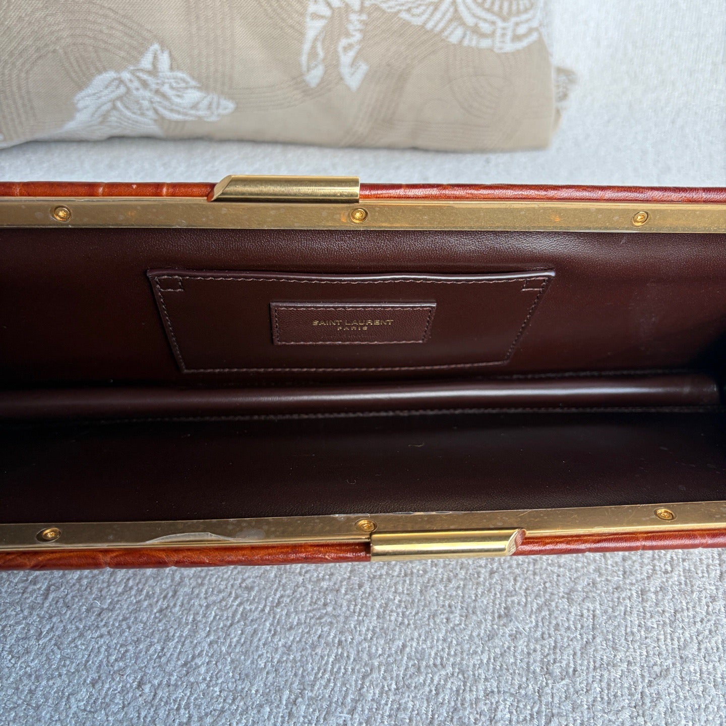 Saint Laurent - Clutch Bag - Crocodile-embossed leather - Brown - (large)