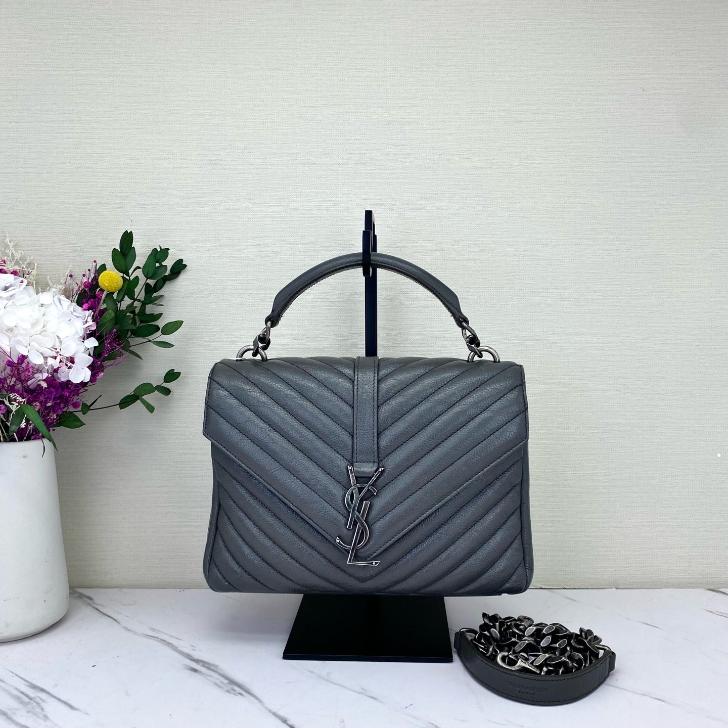 Saint Laurent - College - Leather - Grey - (medium)