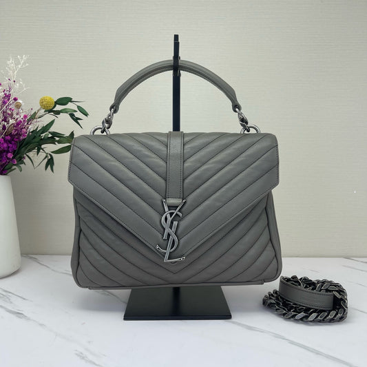 Saint Laurent - College - Leather - Grey - (Small)