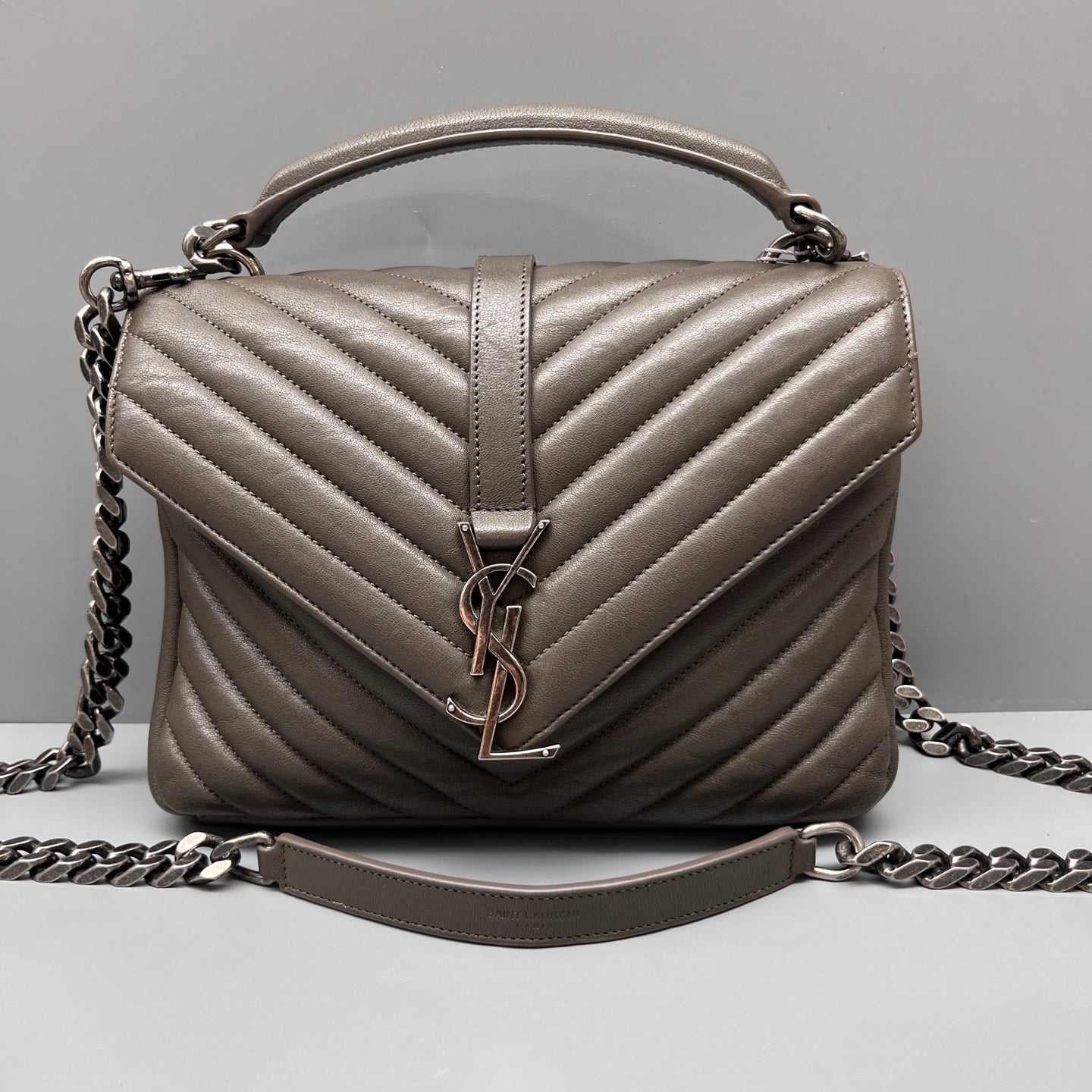 Saint Laurent - College - Leather - Grey - (small)