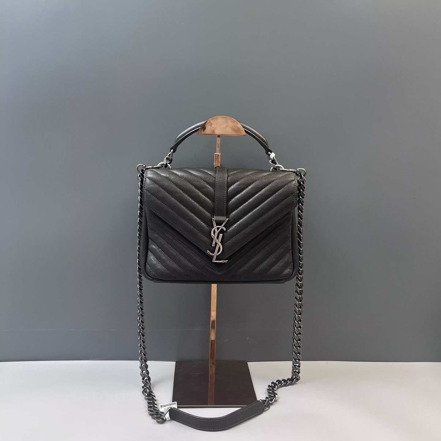 Saint Laurent - College Monogram Bag - Cowhide leather - Olive Green - (Medium)