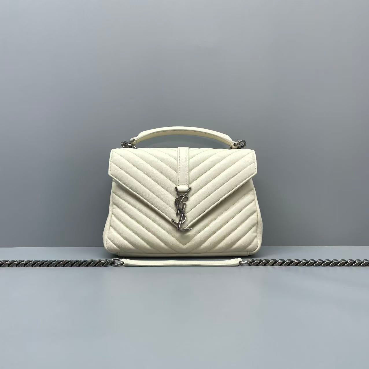 Saint Laurent - Collège Monogram Messenger Bag - Leather - White - (small)