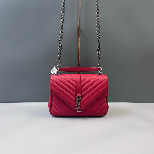 Saint Laurent - College Monogram Shoulder Bag - Cowhide leather - Red - (medium)