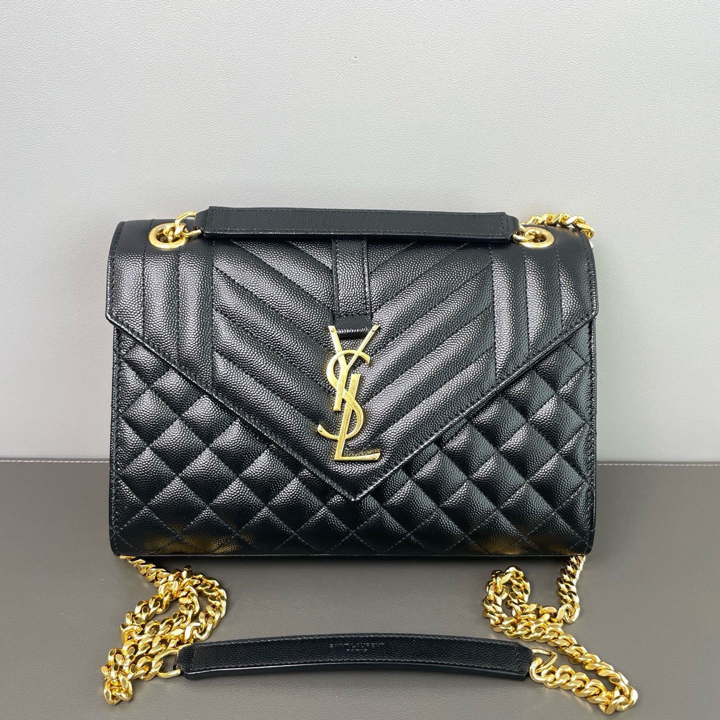 Saint Laurent Envelope Grained leather Black - view 1