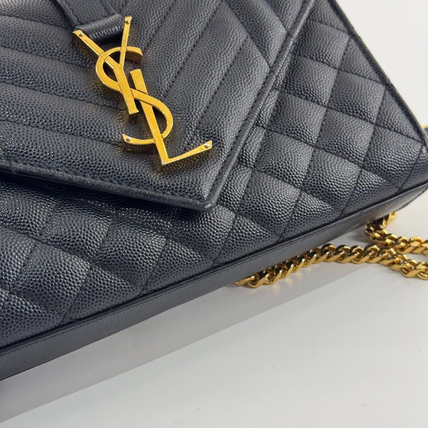 Saint Laurent Envelope Bag Leather Black - view 11