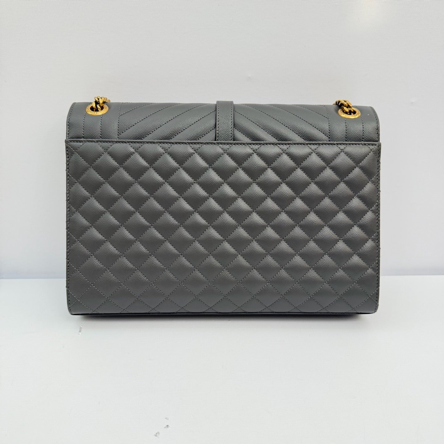 Saint Laurent - Envelope Bag - Grained leather - Grey - (medium)