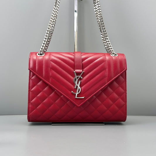 Saint Laurent - Envelope Bag - Leather - Red - (small)