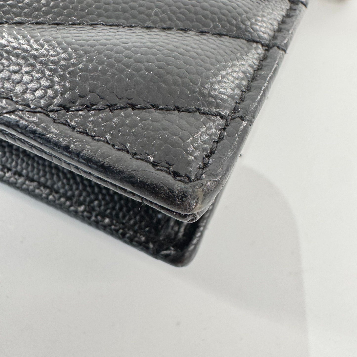 Saint Laurent - Envelope Chain Bag - Grain de poudre embossed calfskin - Black with Silver-Tone Hardware - (Small)