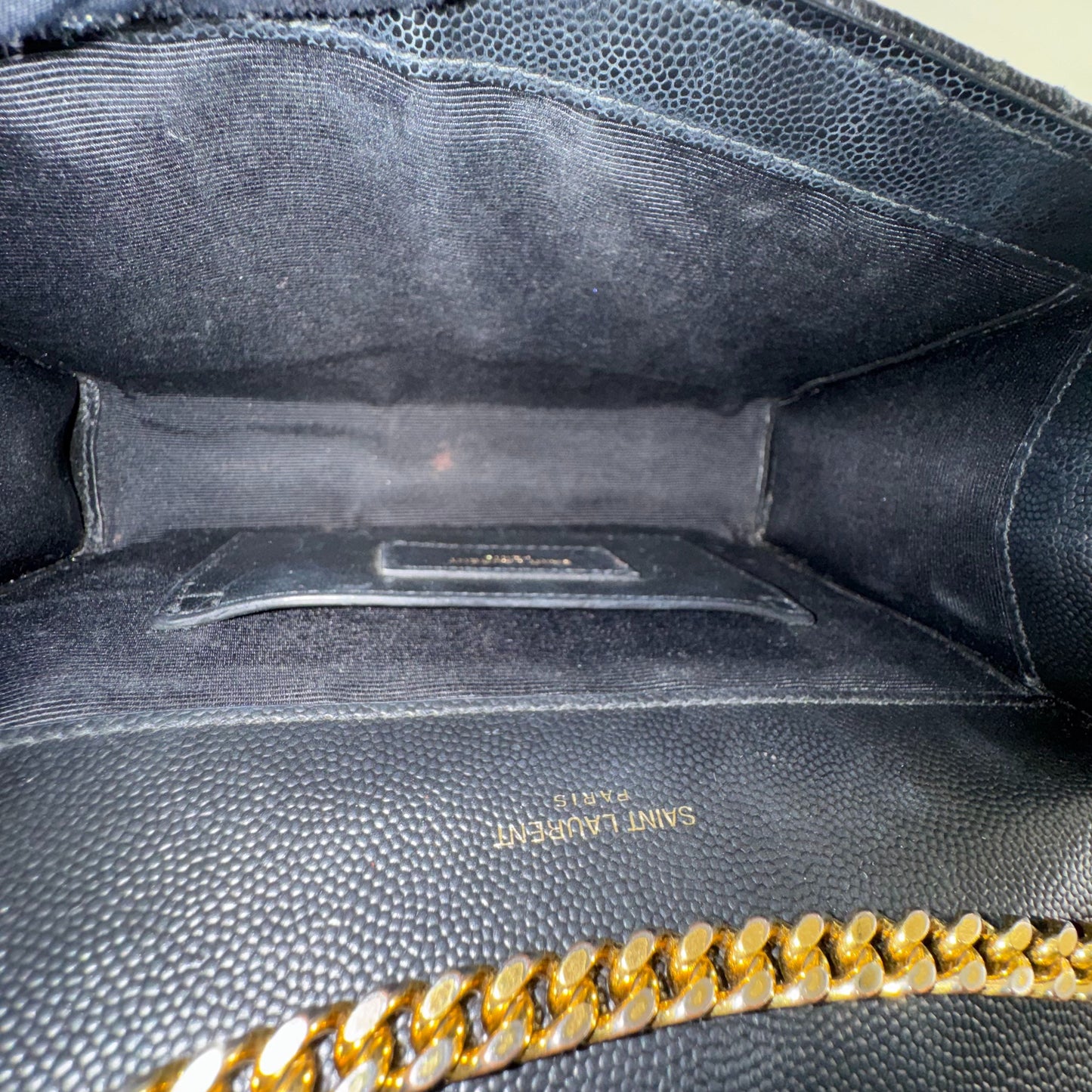 Saint Laurent - Envelope Chain Bag - Grained leather - Black with Gold-Tone Hardware - (small)