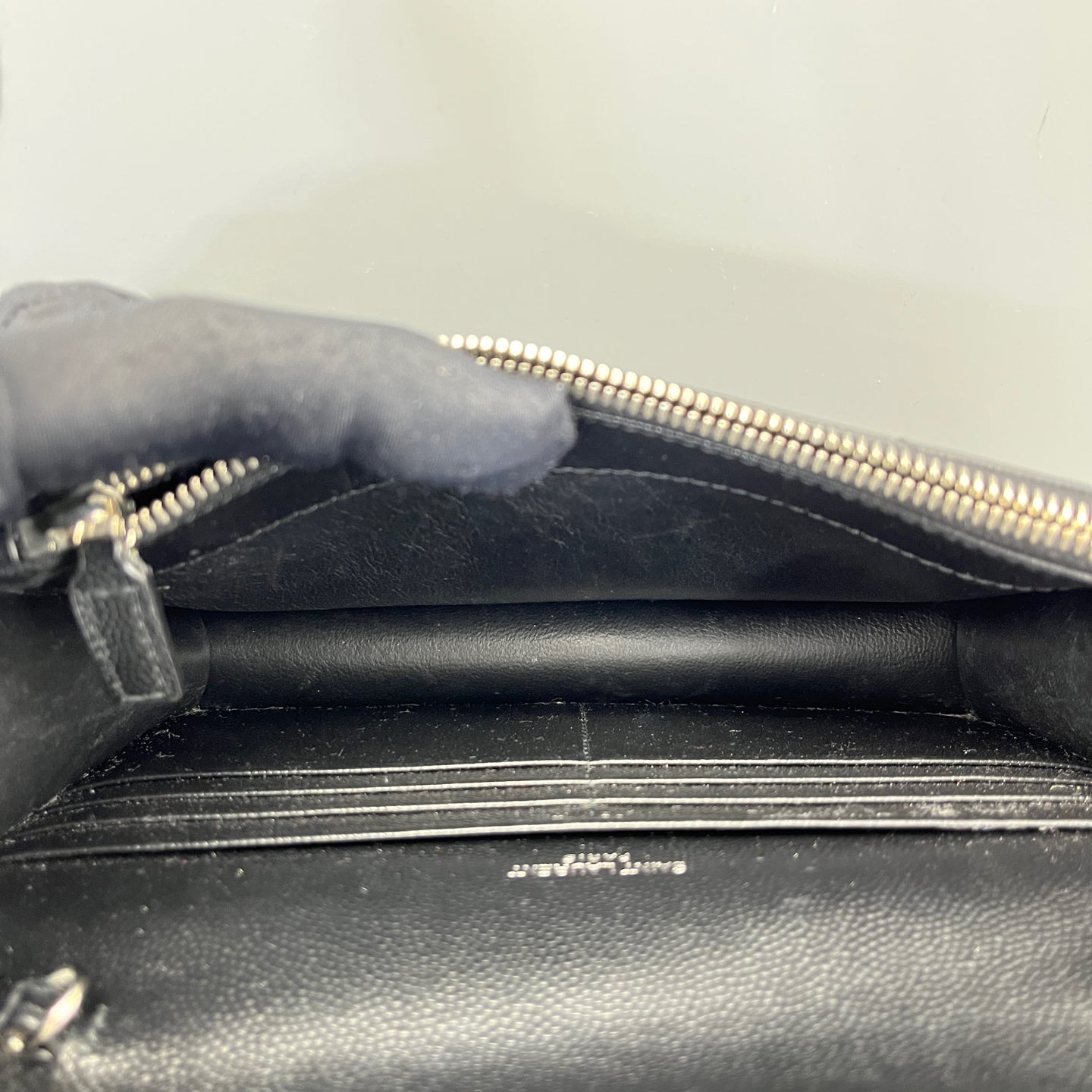 Saint Laurent - Envelope Chain Wallet - Grained leather - Black - (small)