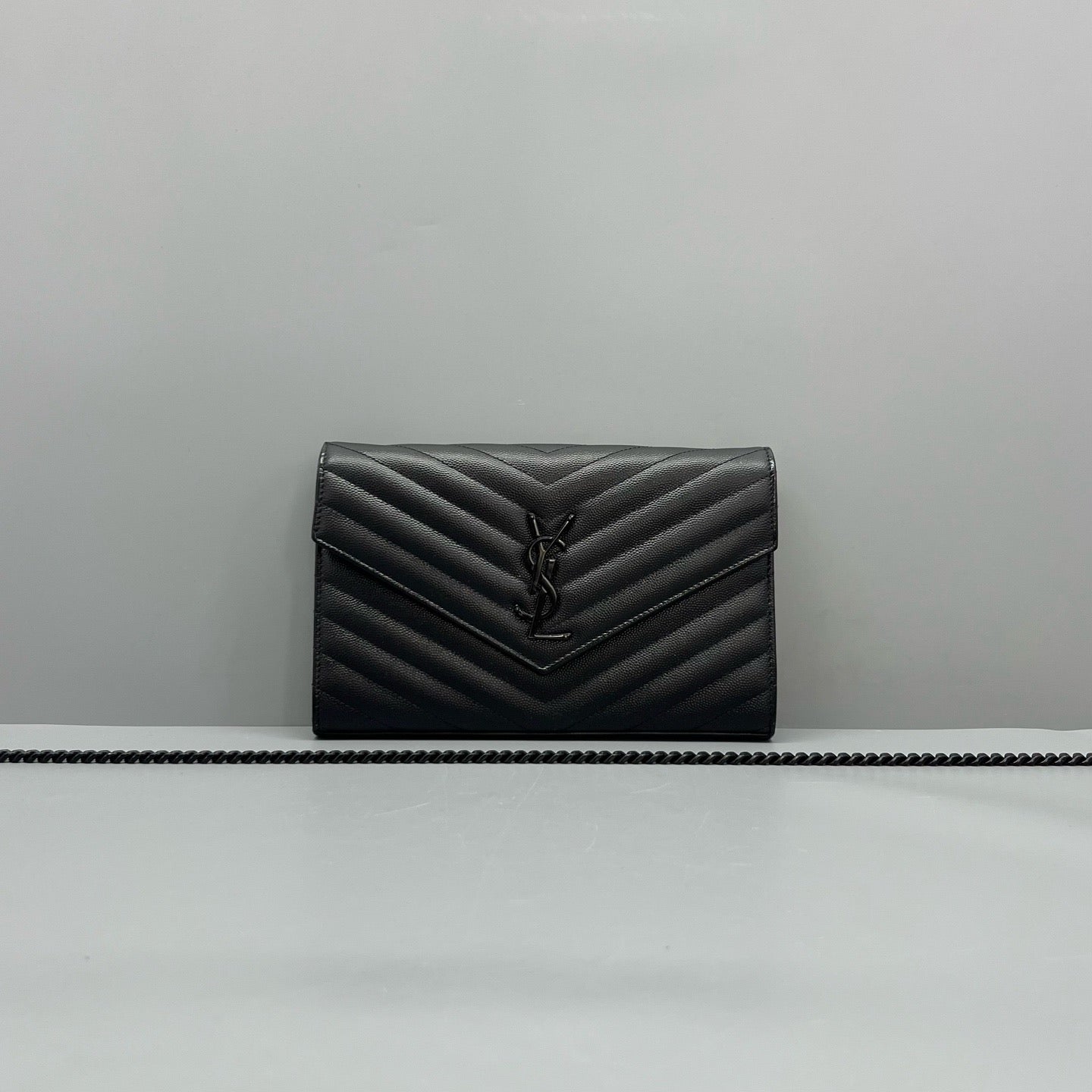 Saint Laurent - Envelope Chain Wallet - Leather - Black - (Medium)