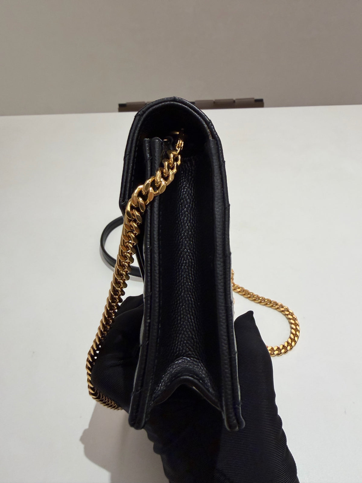 Saint Laurent - Envelope Chain Wallet - Leather - Black - (mini)