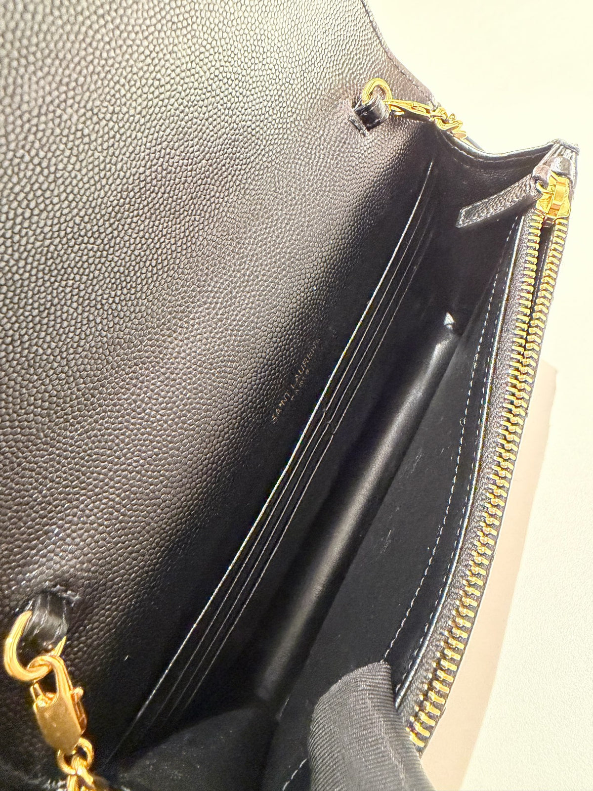 Saint Laurent - Envelope Chain Wallet - Leather - Black - (mini)