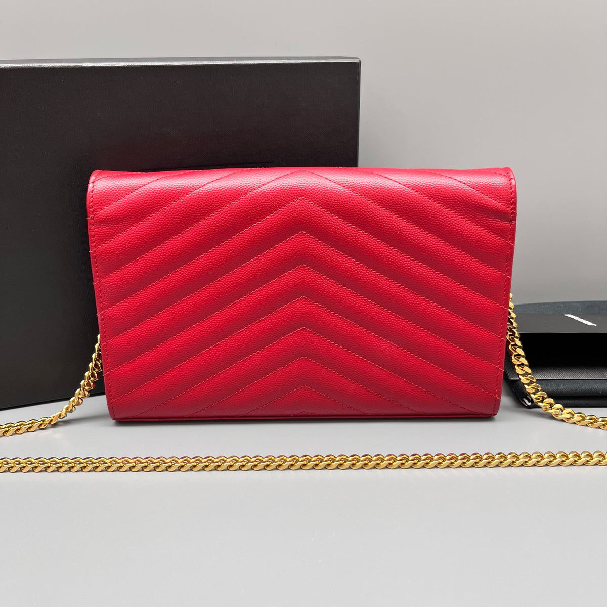 Saint Laurent - Envelope Chain Wallet - Leather - Red - (mini)