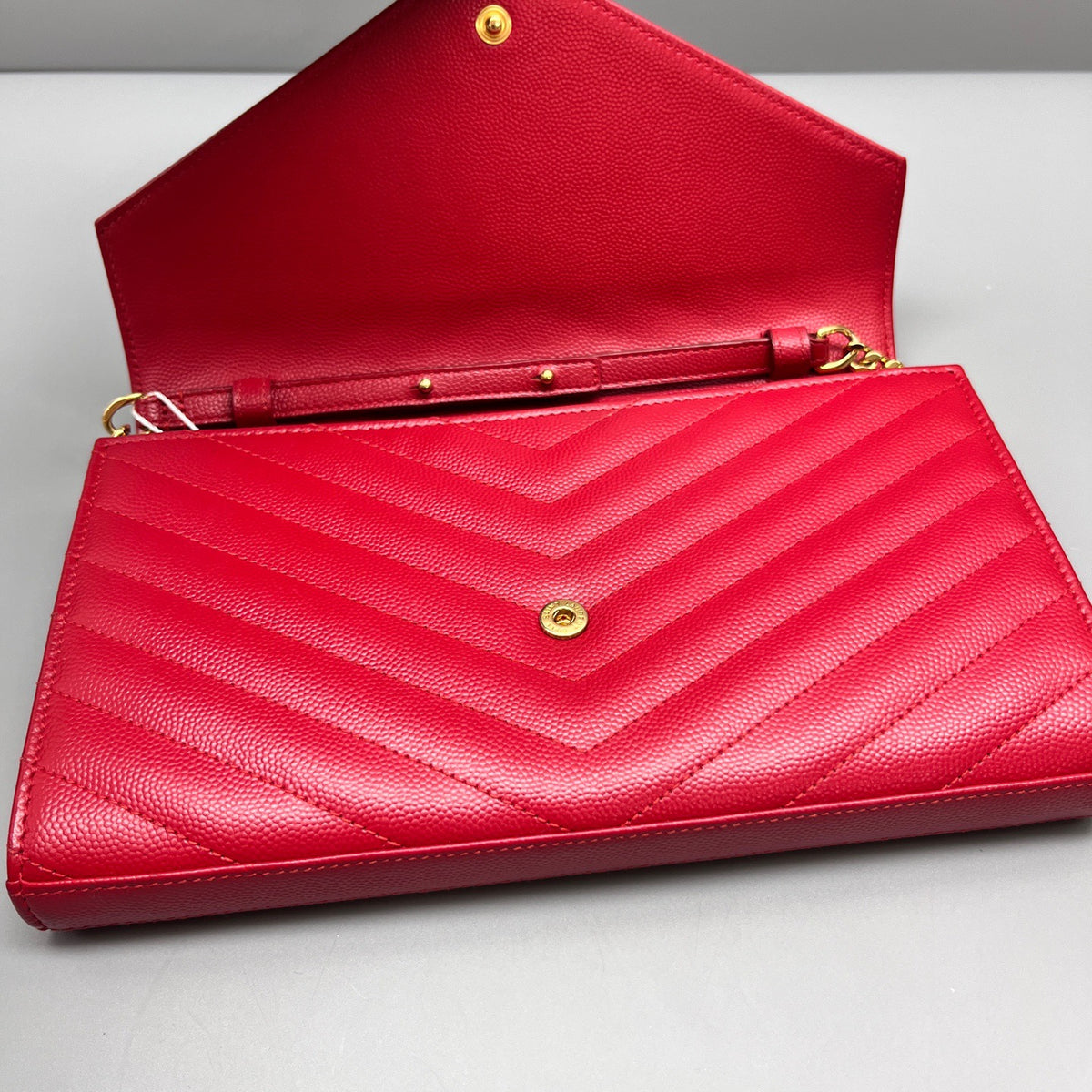 Saint Laurent - Envelope Chain Wallet - Leather - Red - (mini)