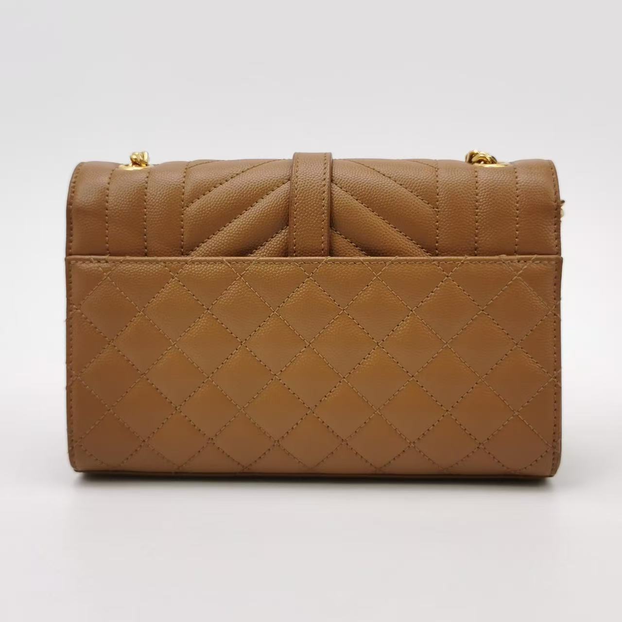 Saint Laurent - Envelope - Cowhide leather - Camel with Gold-Tone Hardware - (Small)