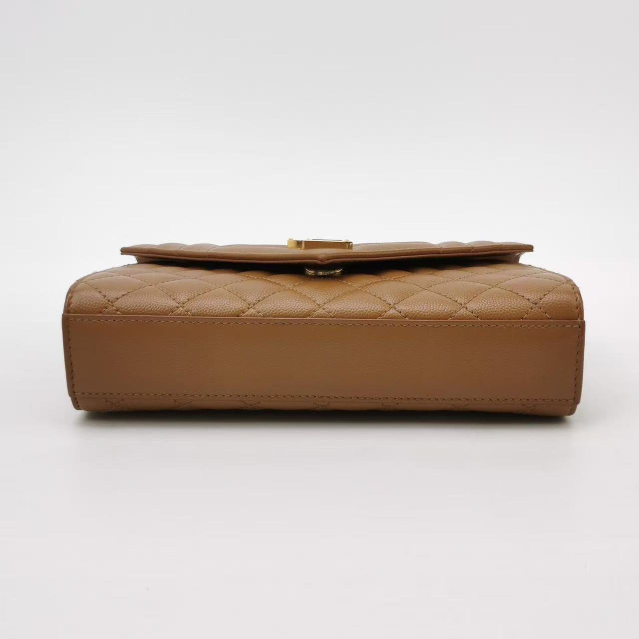 Saint Laurent - Envelope - Cowhide leather - Camel with Gold-Tone Hardware - (Small)