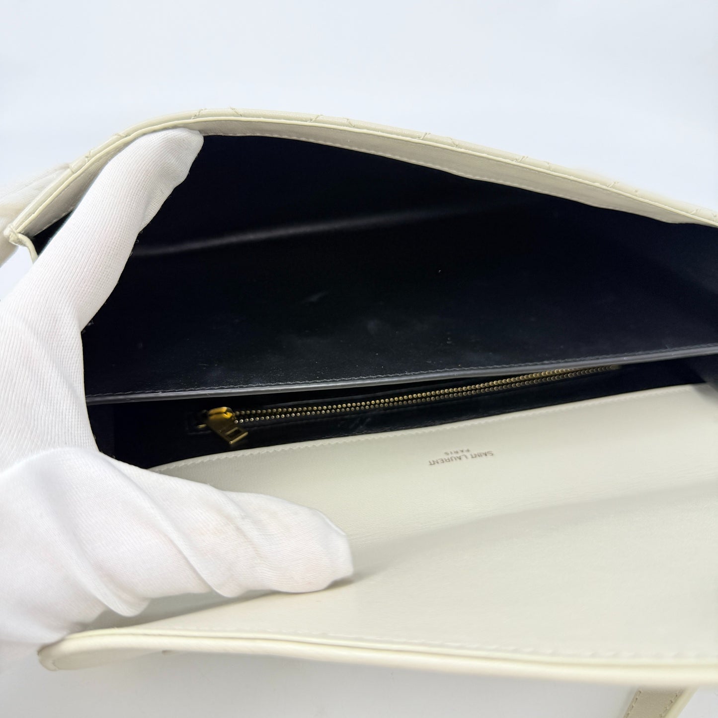 Saint Laurent - Envelope - Lambskin leather - White - (small)
