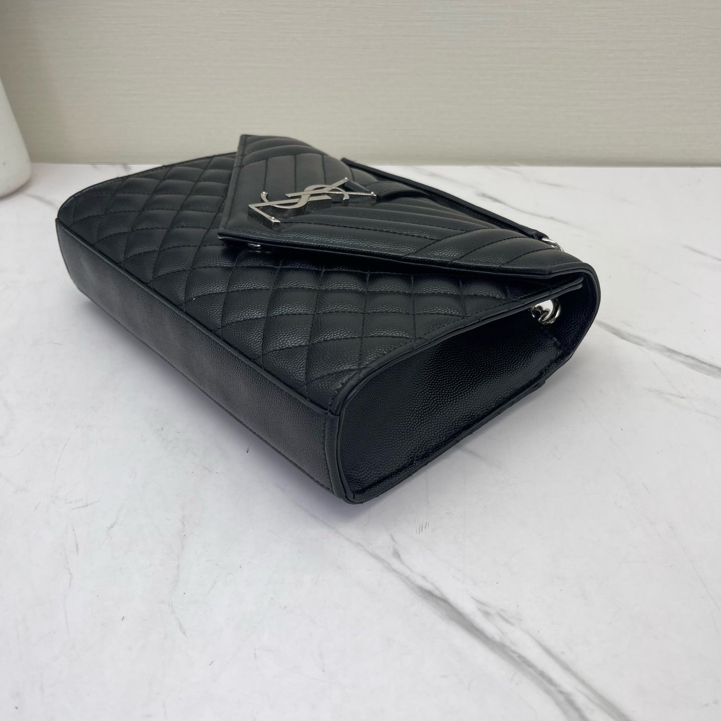 Saint Laurent - Envelope - Leather - Black with Silver-Tone Hardware - (medium)