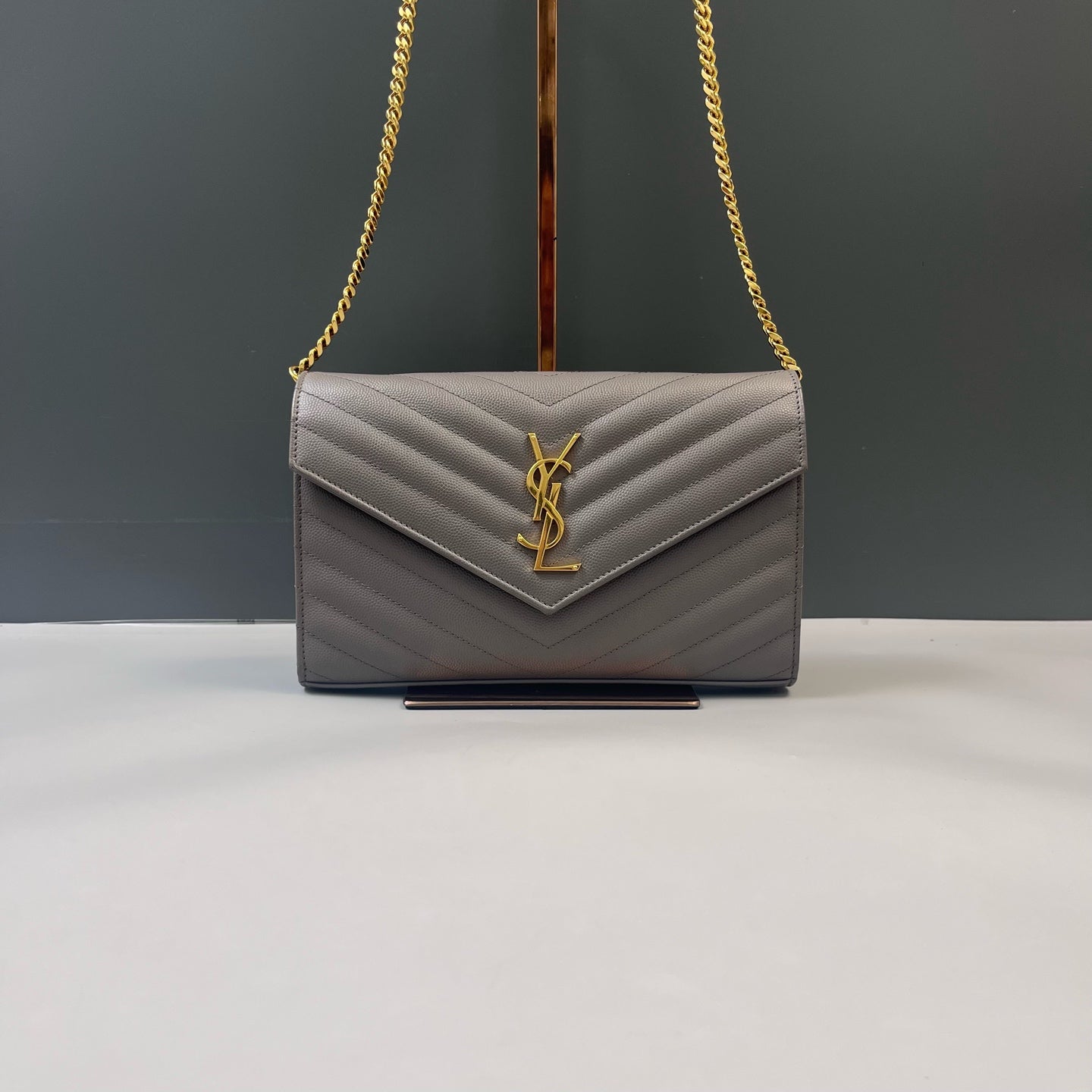 Saint Laurent - Envelope - Leather - Grey - (small)