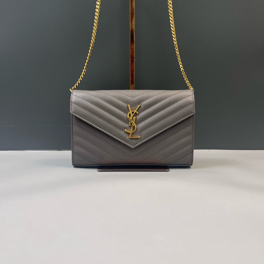 Saint Laurent - Envelope - Leather - Grey - (small)