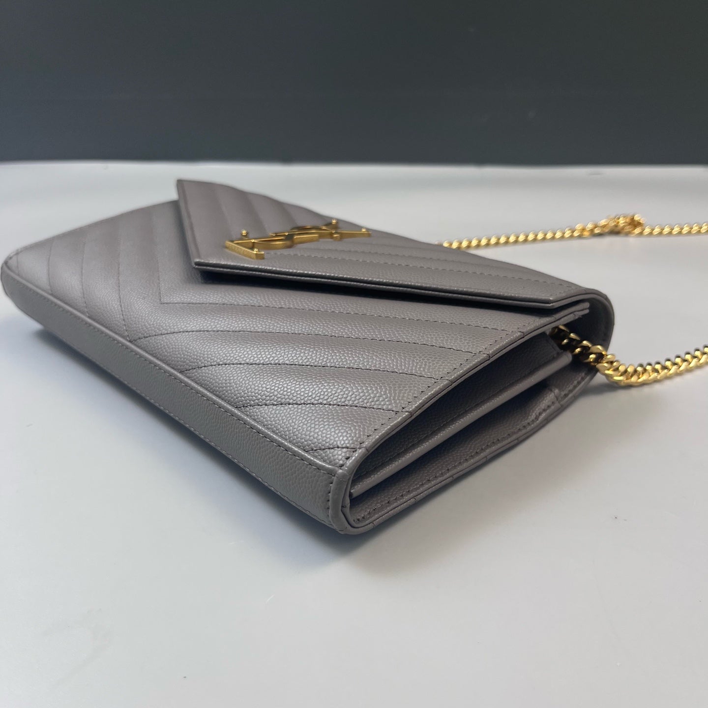 Saint Laurent - Envelope - Leather - Grey - (small)