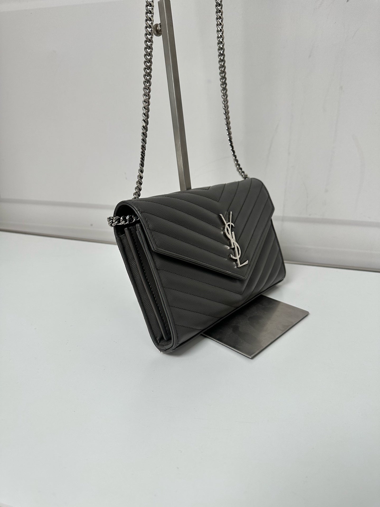 Saint Laurent - Envelope - Leather - Grey - (small)