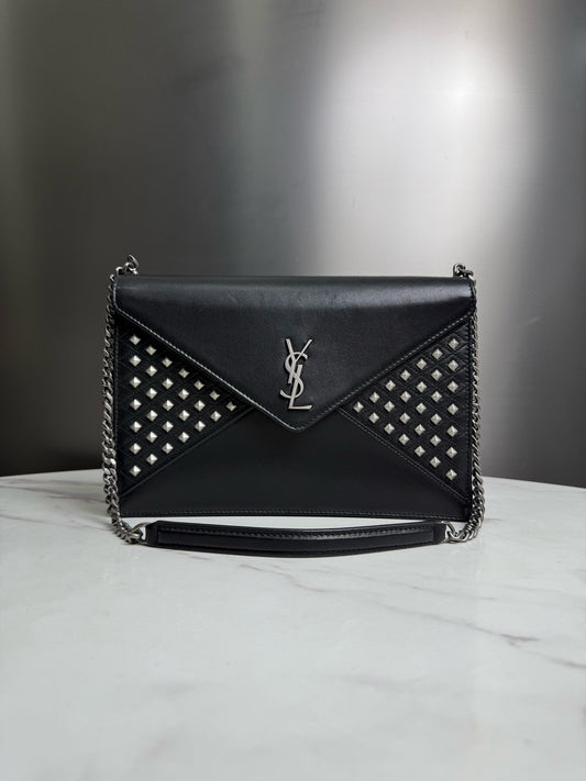 Saint Laurent - Envelope Shoulder Bag - Leather - Black - (Medium)