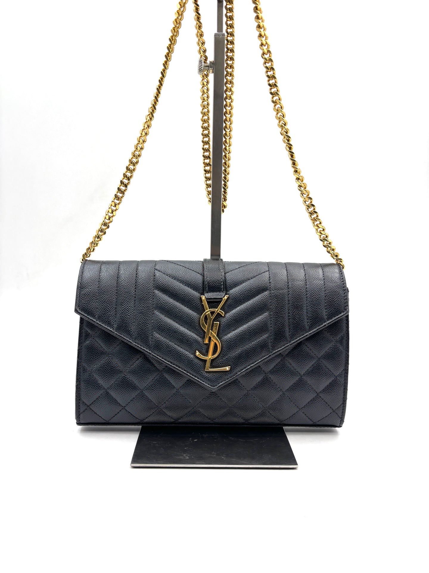 Saint Laurent - Envelope Wallet on Chain - Leather - Black