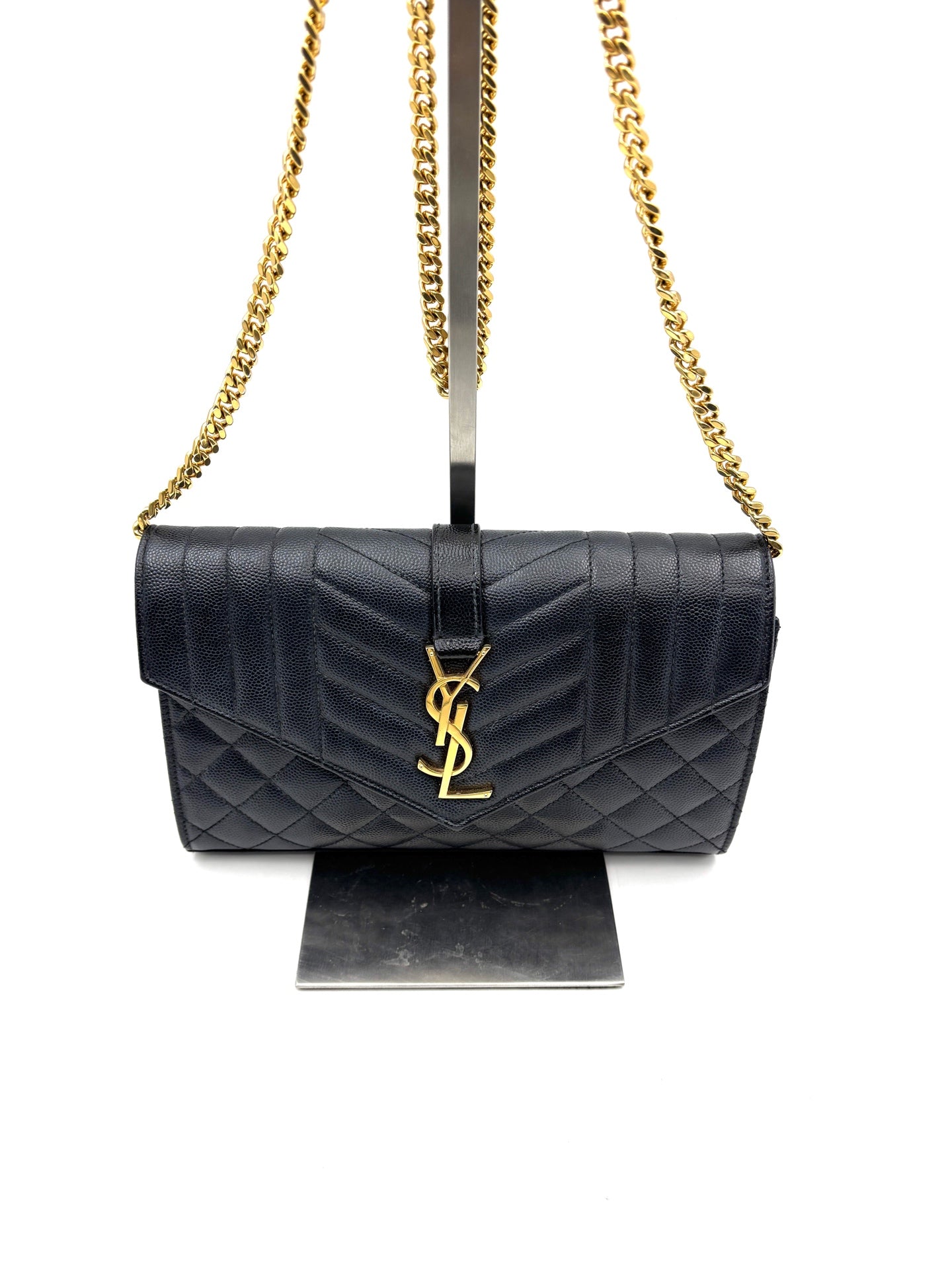 Saint Laurent - Envelope Wallet on Chain - Leather - Black