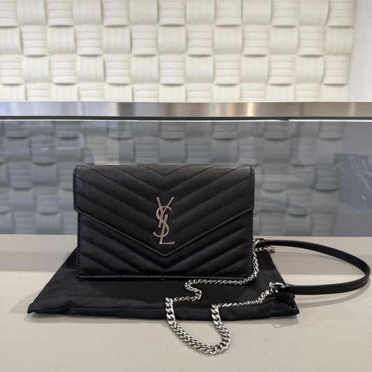 Saint Laurent - Envelope Wallet on Chain - Leather - Black - (small)