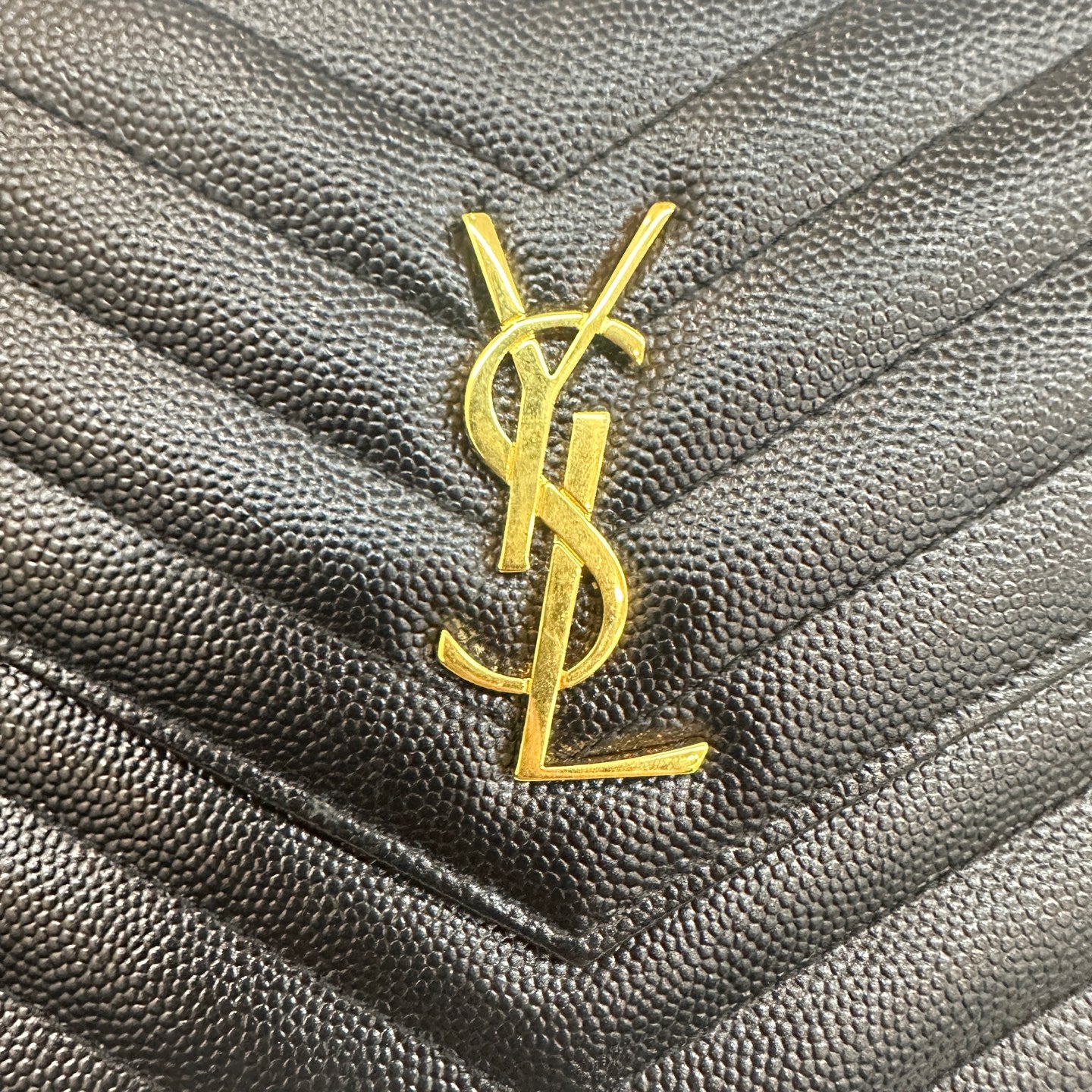 Saint Laurent - Envelope Wallet on Chain - Pebbled leather - Black with Gold-Tone Hardware - (mini)