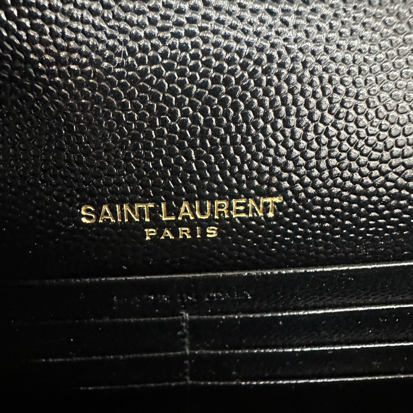 Saint Laurent - Envelope Wallet on Chain - Pebbled leather - Black with Gold-Tone Hardware - (mini)