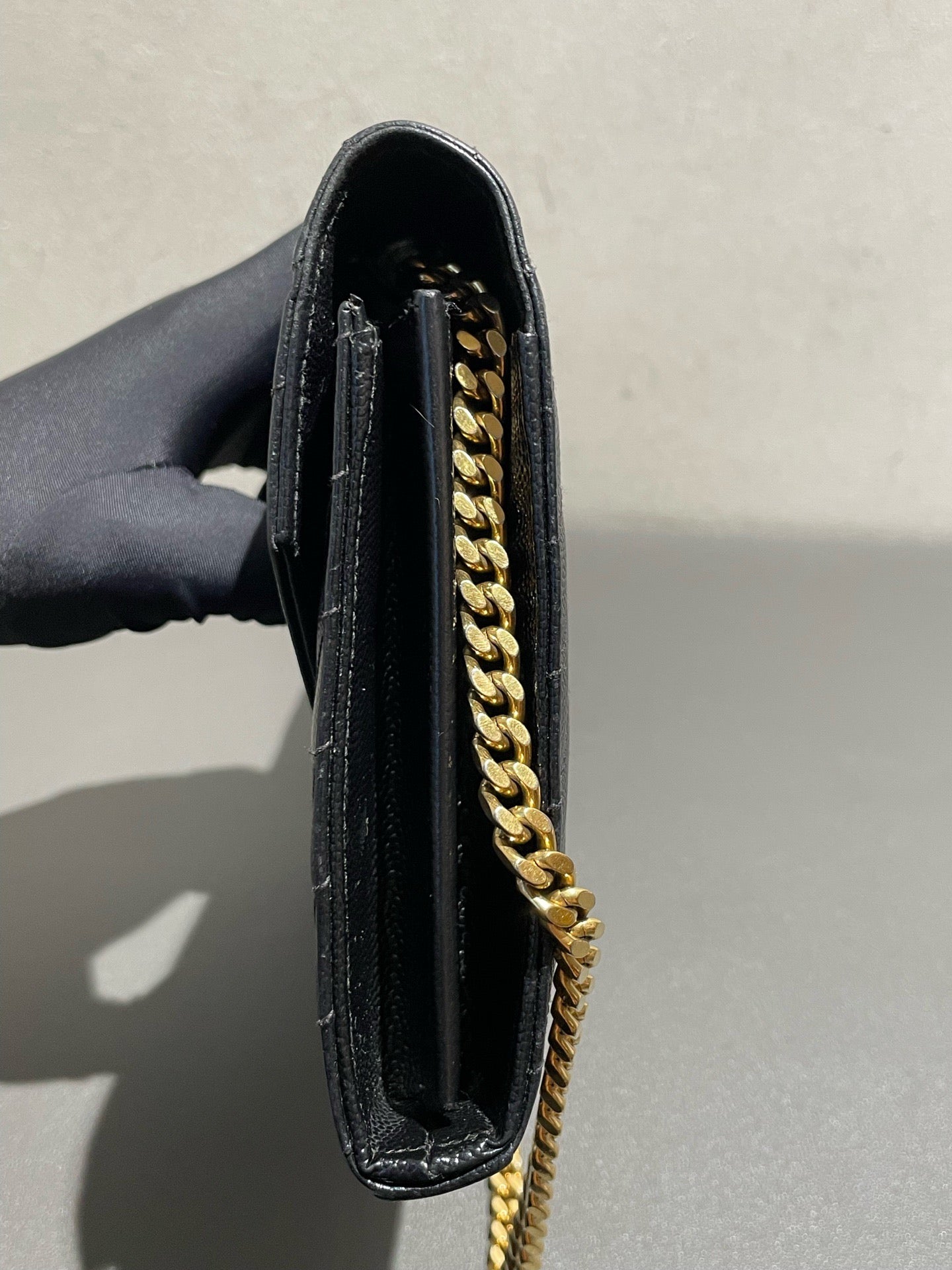Saint Laurent - Envelope Wallet on Chain (WOC) - Grained leather - Black - (Medium)