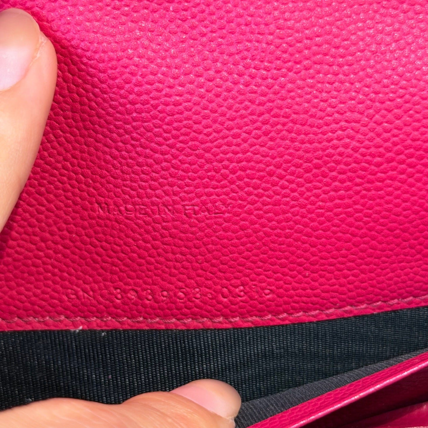 Saint Laurent - Envelope Wallet on Chain (WOC) - Pebbled leather - Pink - (mini)