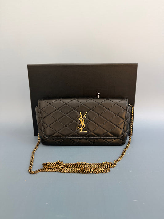Saint Laurent - Gaby Phone Holder / Wallet on Chain - Lambskin leather - Black - (mini)