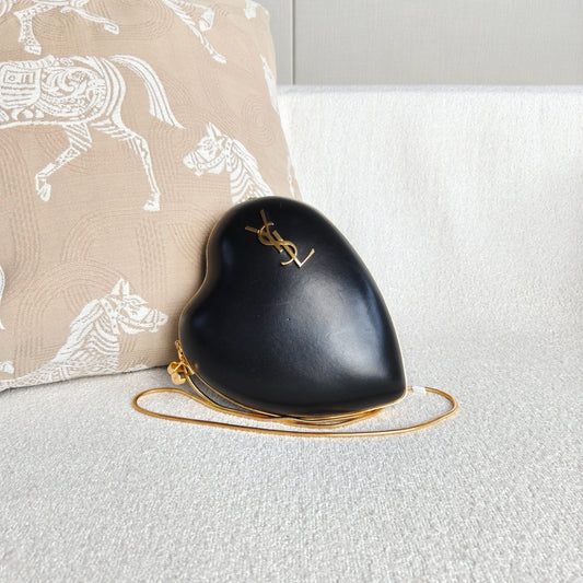 Saint Laurent - Heart Chain Bag - Smooth leather - Black - (mini)
