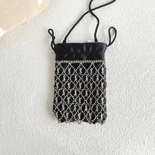 Saint Laurent - Holiday Series Rhinestone Crossbody Pouch - Satin with rhinestone embellishment - Black - (mini)