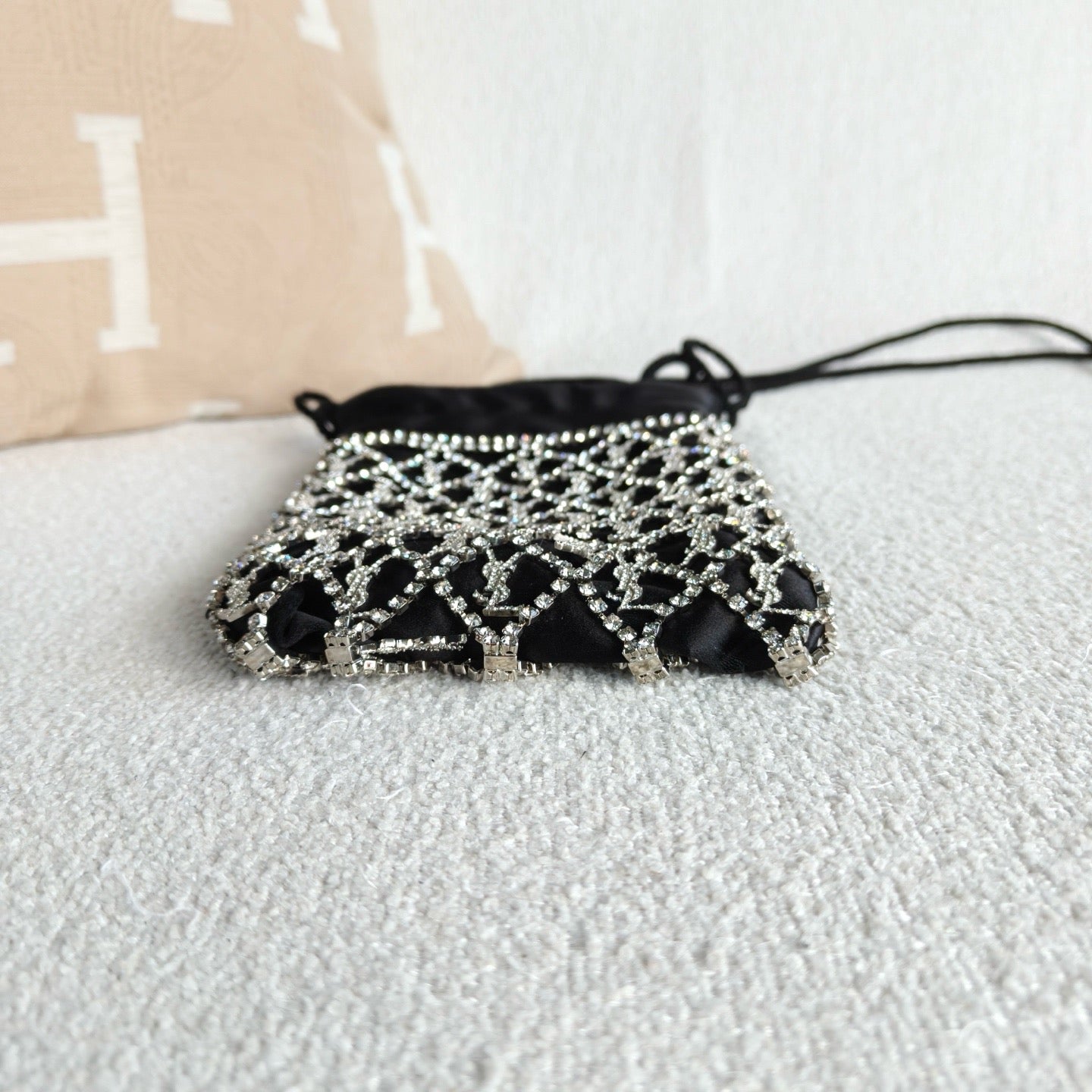 Saint Laurent - Holiday Series Rhinestone Crossbody Pouch - Satin with rhinestone embellishment - Black - (mini)