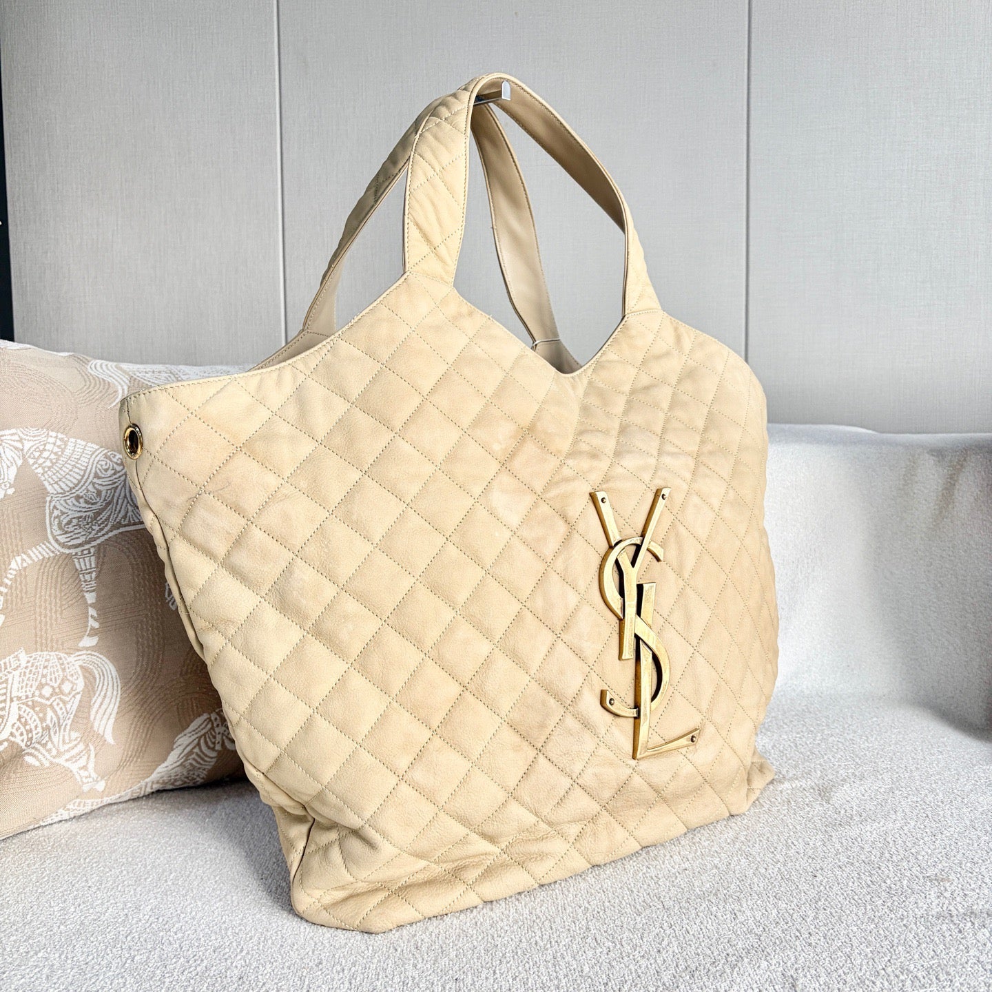 Saint Laurent - ICARE - Leather - Beige - (large)