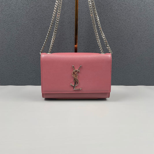 Saint Laurent - Kate - Caviar cowhide leather - Dusty Rose with Silver-Tone Hardware - (Mini)