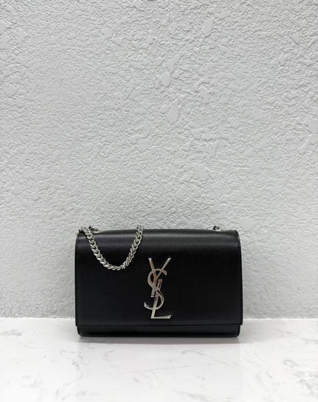 Saint Laurent - Kate - Caviar leather - Black with Silver-Tone Hardware - (mini)