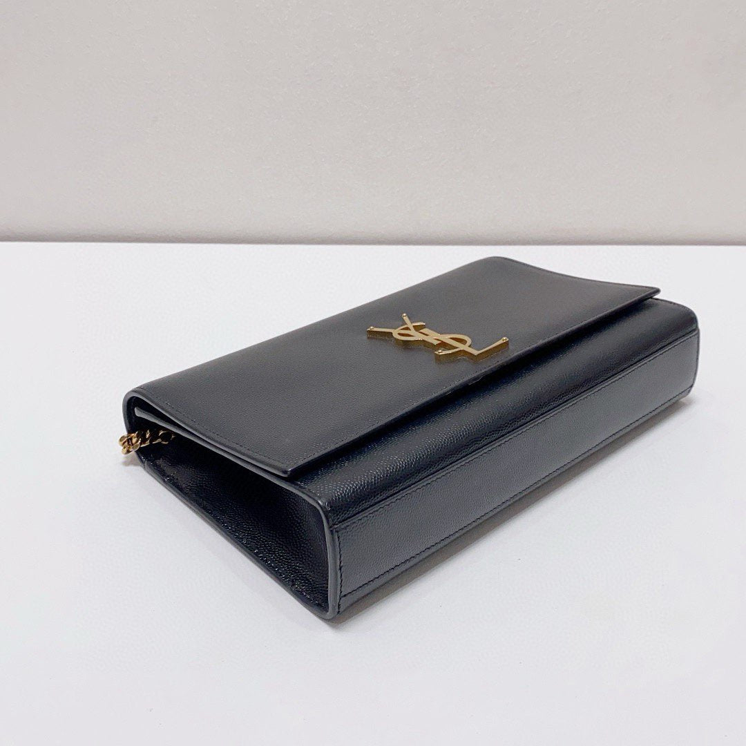Saint Laurent - Kate Chain Bag - Grained leather - Black with Gold-Tone Hardware - (medium)