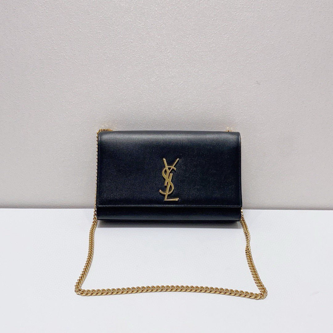 Saint Laurent - Kate Chain Bag - Grained leather - Black with Gold-Tone Hardware - (medium)