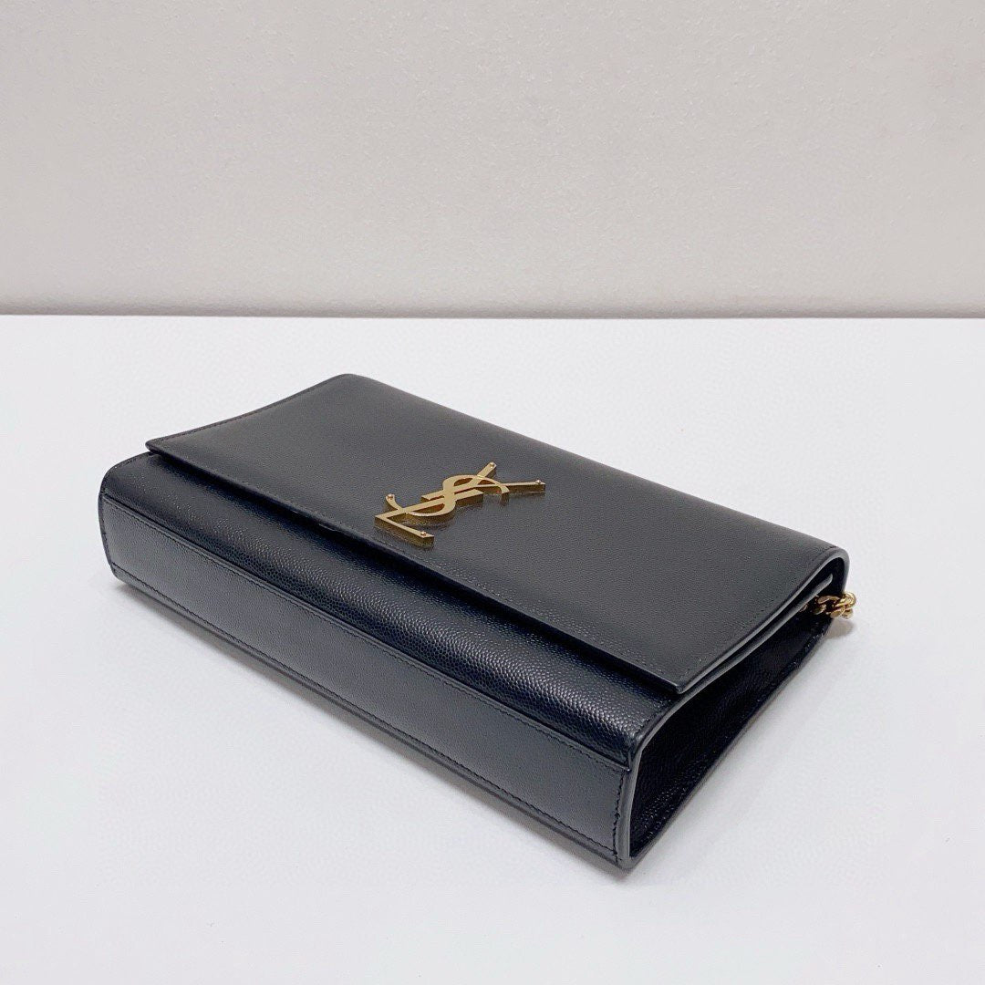 Saint Laurent - Kate Chain Bag - Grained leather - Black with Gold-Tone Hardware - (medium)