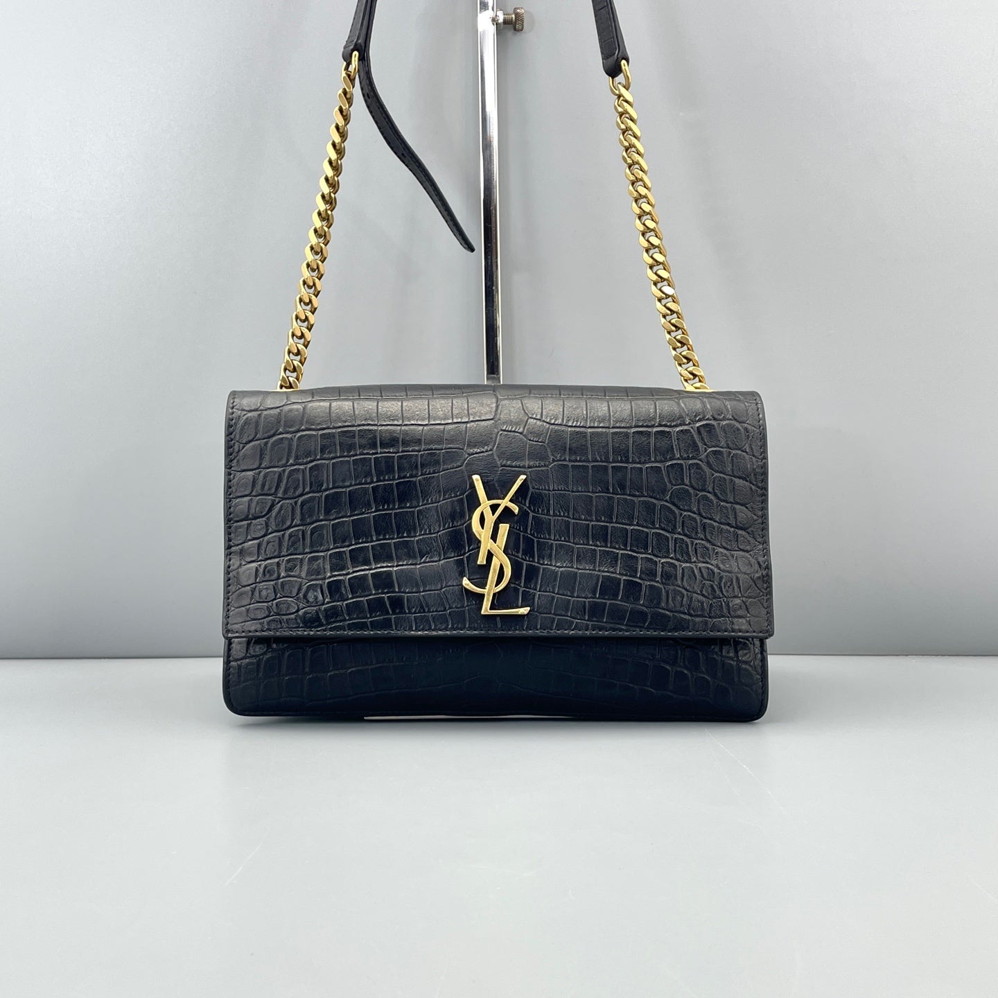 Saint Laurent - Kate - Crocodile-embossed leather - Black - (Medium)